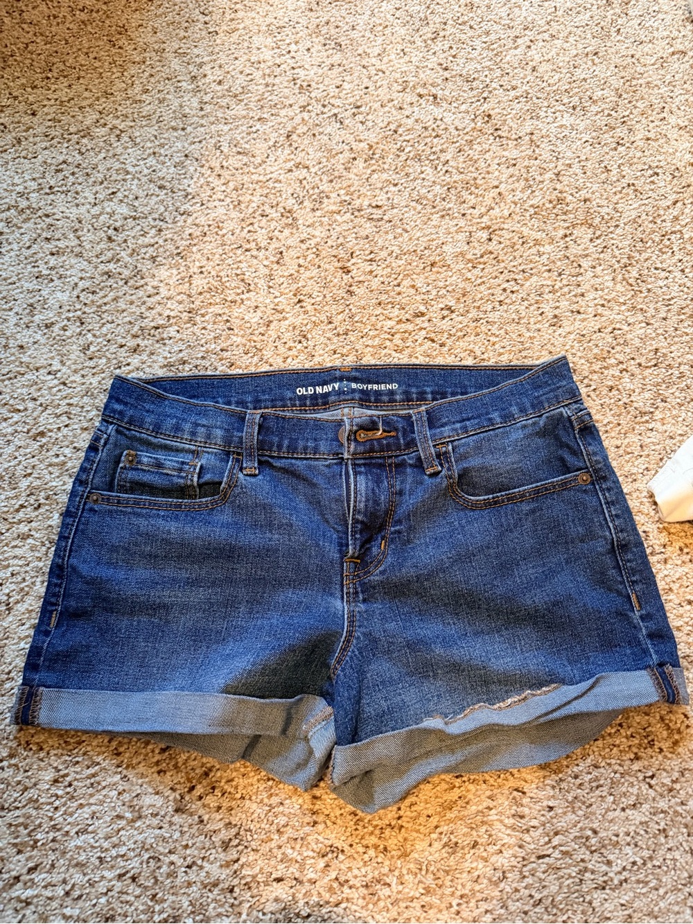Old Navy Dark Blue Rolled-Hem Boyfriend Denim Shorts